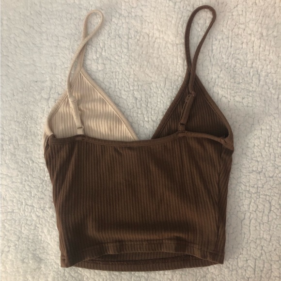 Women’s Two-Tone Brown Cropped Tank Top - Picture 4 of 7